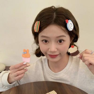 China Decoration Delicious series cute cake hamburger biscuit poached egg hairpin bangs hairpin foodie girl side clip fashion hair accessories for sale