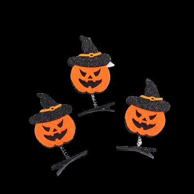 China Decoration Free sample Halloween dress up show children's pumpkin hairpin Skull headwear bat spider hairpin props wholesale for sale