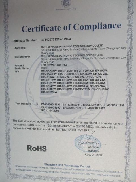 RoHS - Zhongshan Ouri Optoelectronic Technology Co., Ltd.