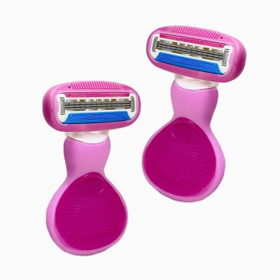 China Triple blade safety system razor with imported triple blade with lubricant strip all around for travel and lady for sale