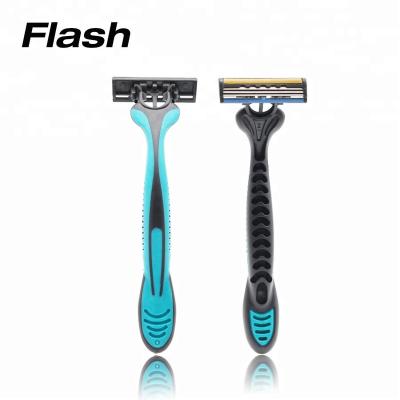 China Card R319 Triple Hanging Triple Blade Rubber Stainless Steel Grip Disposable Razor for sale