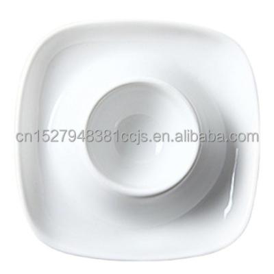 China Stocked Ceramic Egg Cups Porcelain Egg Rack Holders For Hard Boiled Eggs Square Shape Safe for sale