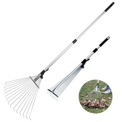 China Rotary garden job 160cm long lock alum. Large Handle Steel Wire Head Metal Broom Leaf Rake for sale