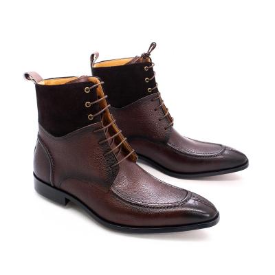 China Men Flat Fashion Toe Ankle Boots Lace Up Martin Boots Headed In High Quality Genuine Leather For Man for sale