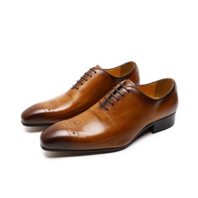 China Classic deodorization men's elegant shoes leather trim handmade pointed toe overall lace up business men formal party Oxford hoe for sale