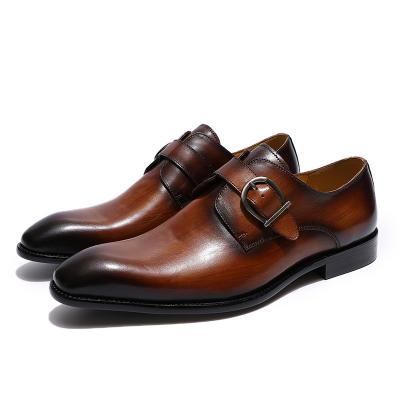 China Wholesale Elegant Monk Strap Men's Anti-Smell Handmade Dress Shoes Italian Genuine Leather for sale