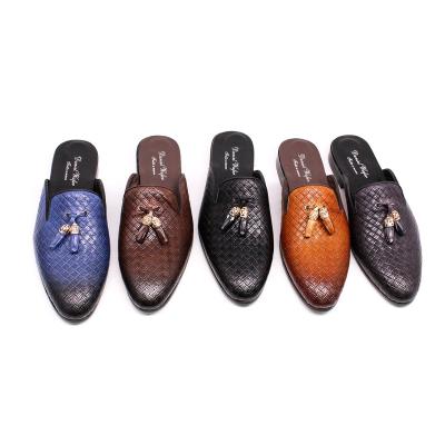 China Fashion Durable Outdoor Loafers Tassel Men Genuine Leather Half Mules Casual Shoes for sale