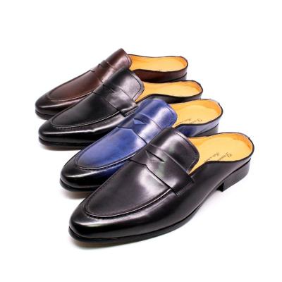 China New Durable Half Shoes Penny Loafers Men Mules Genuine Leather Light Weight Indoor Outdoor Casual Slipper Loafer Shoes For Men for sale