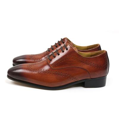 China Anti-slippery Lace Up Party Kids Boy Genuine Leather Men's Pointed Stylish Shoes for sale