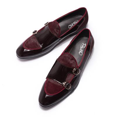 China Anti-Smell Wine Training Shoes Monk Luxury Double Strap Genuine Leather Slip On Loafer Shoes Men for sale