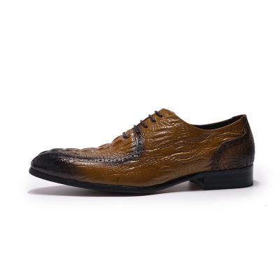 China Designer Leather Shoes Handmade Waterproof Crocodile Print Lace Up Formal Business Men Wedding Oxford Shoes for sale