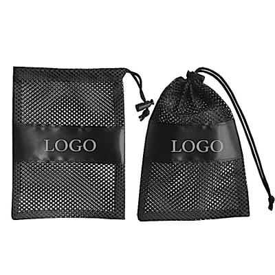 China Factory Wholesale Drawstring Gift Mesh Folding Black Nylon Mesh Pouch Bag for sale