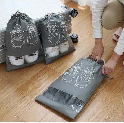 China Sustainable Drawstring Dustproof Shoes Bag Visible Protective Shoes Storage Bags for sale