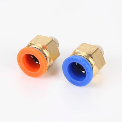 China PC8-02 Factory Male Thread 8mm Straight Hose Connector Air Duct Push In Fittings Threaded Copper Pneumatic Fitting for sale