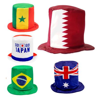 China 2022 Decoration Custom Qatar World Cup Fans Accessories United States Spain Portugal Top Hat Foam Flag Hat Covers Manufacturers for sale