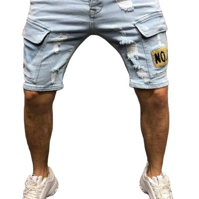 China Yys Factory Price Summer Men's Stretch Denim Shorts Slim Fit Skinny Ripped Pants Mens Breathable Shorts for sale