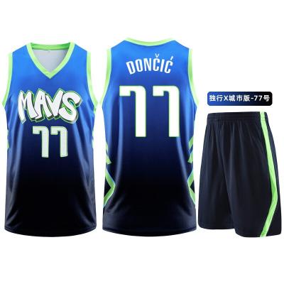 China Dallas Mavericks Jersey Basketball Clothes custom made QUICK DRY sting Luka Doncic77 two piece set for sale