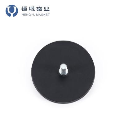 China Magnet Strength 8.5kg Industrial Rubber Coated Magnet With Male Wire for sale