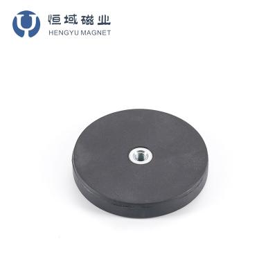 China Industrial Magnet Rubber Pot Magnet With Female Thread 43 Millimeter NdFeb Inner Magnet For High Friction Large Glass Fragile Outdoor Longevity for sale