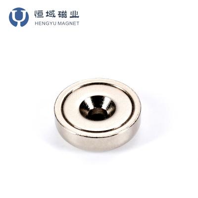 China 16mm NeFeB Magnet Cup Magnet Countersunk Hole Flat Head Screw Durable Powerful Neodymium Magnet Industrial Pot Magnet for sale