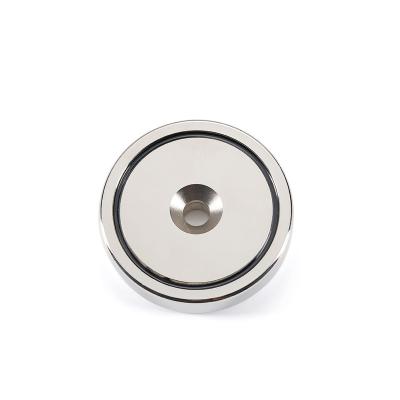 China 75mm NeFeB Magnet Cup Magnet Countersunk Hole Flat Head Screw Durable Powerful Neodymium Magnet Industrial Pot Magnet for sale