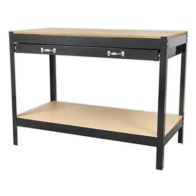 China Building Material Shops Shelf Heavy Duty Metal Storage Drawers Tool Table Black Work Bench Without Pegboard for sale