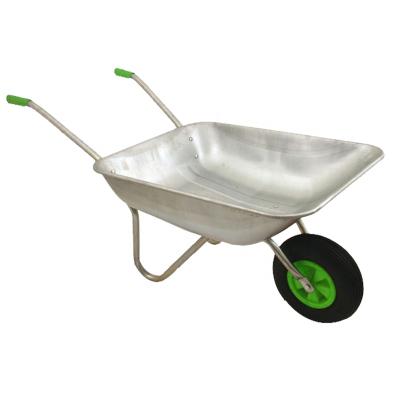 China 65L Water Capacity 65Liter Wheelbarrow Galvanized Metal Tray Wheel Trolley Hand Barrow for sale