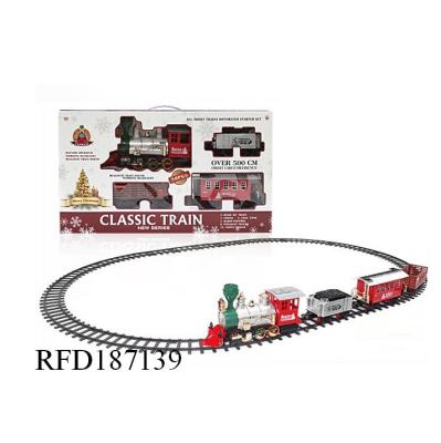 China Slot Toy Smoking Rail Car Electric Christmas Toy Train Toy Set With Light for sale