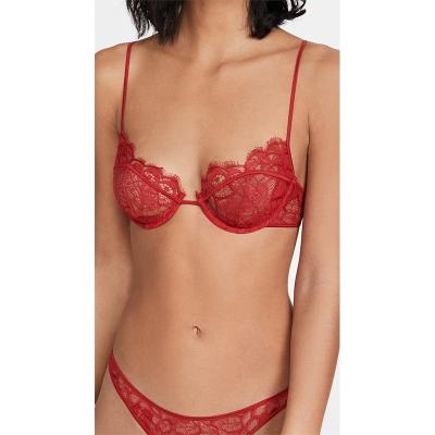 China 2022 New Designer Wholesale QUICK DRY Small Cup Lace Ladies Red Sexy Lingerie Bra And Underwear For Girl for sale