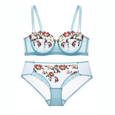 China Latest Style QUICK DRY Wholesale Custom Lingerie Sets Breathable Lace Women Underwear Set Lift Up Bra With Floral Sexy Bra And Panties for sale