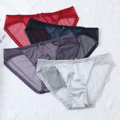 China Mazing Antibacterial Ruffles Satin Seamless Underwear Panties Boyshorts Panties Women Sexy Soft Briefs for sale