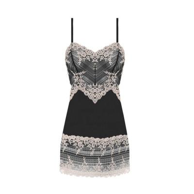 China Hot OEM Women Sexy Nightwear Lady's Embroidery Lace Lingerie Comfortable Supplier Black Nightwear For Newspaper for sale