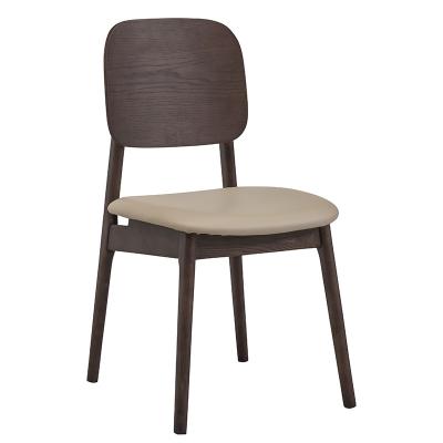 China High Quality Nordic Design Restaurant Cafe Dining Room Wood Frame Upholstered Leather Dining Chair for sale