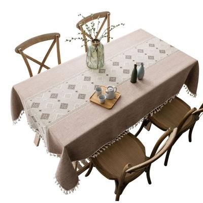 China Polyester Flexible Cheap Reusable Rectangle Cotton Blanket Linen Table Cloth Table Cloth For Walmart Wedding Kitchen for sale