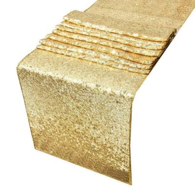 China Hot sale 3mm Amazon stripe sequin table runner custom luxury gold silver table runner for wedding decoration for sale