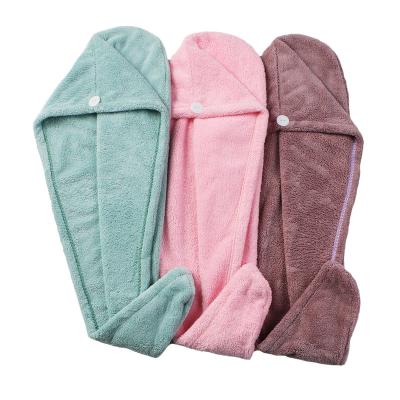 China QUICK DRY Dry ​​Thick Hair Towel Microfiber Polyester Flannel Wisp Bath Hand Turban For Adult Women Super Absorbent Quick Dry Soft for sale