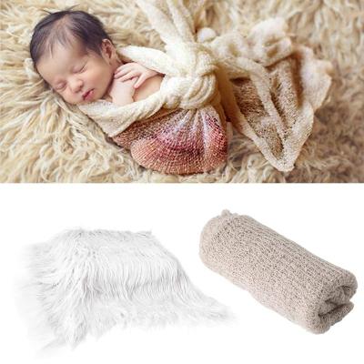 China Factory Wholesale Folded Baby Photography Props Baby Fluffy Photo Wrapped in Cloth Set Photo Studio Photo Props Blanket for sale