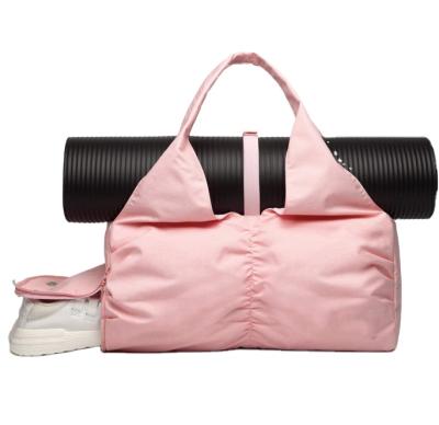 China Durable Eco-Friendly Waterproof RPET Canvas Fitness Yoga Mat And Soft Lady Bags Pink Women Travel Fleece Tote Bag Gym Yoga Bag for sale