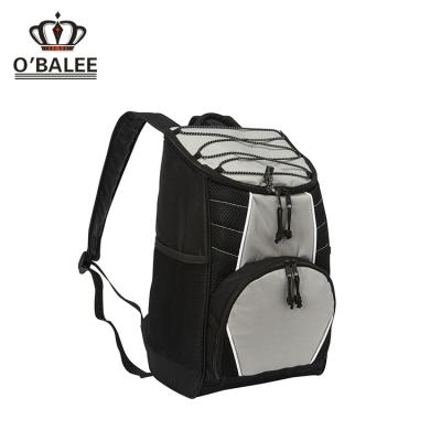 China Cooler Durable 600D Polyester Water Resistant Gray Black Promotional Backpack With Cooler for sale