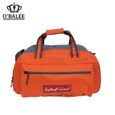 China Durable Taobao Leisure Overstock Brand Orange/Grey 600D Polyester Shoes Pouch Travel Fancy Bag for sale