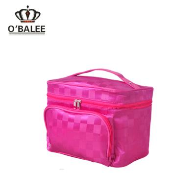 China Custom Fashion Durable Wholesale Japanese Waterproof Nylon Satin Troops Luxury Cosmetic Case With Handle for sale