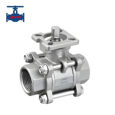 China High Mounting Pad Ball Valve 1000WOG Threaded Ball Valve 3 Piece Stainless Steel for sale