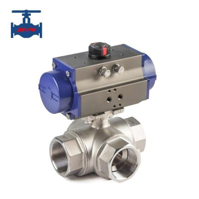 China Stainless Steel T Type And L Type 3 Way Valve Pneumatic Actuator Driven for sale