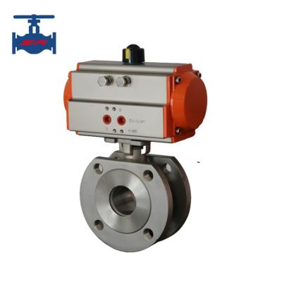 China Pneumatic Actuator Driven WCB Ball Valve CF8 CF8M Wafer Type Ball Valve Ultra Thin for sale