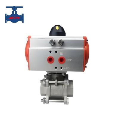 China Stainless Steel Pneumatic Valve CF8 CF8M 3PC Screw Type Ball Valve for sale