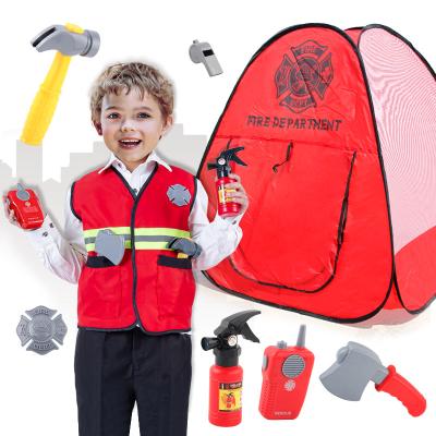 China Eco-Friendly Material Kids Pretend Role Play Toys Fireman Kids Customs Firefighters Play Tent Toy Sets for sale