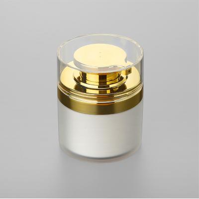 China Modern High End Custom Made Double Layer Vacuum Acrylic Gold Bottle Skin Care Cream Bottle for sale