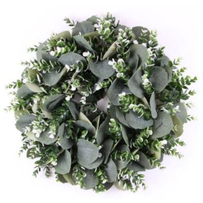 China Festival Performance Decoration New Arrival White Apple Eucalyptus Leaves 45cm Artificial Wreath Garland Flower Wreath Decorations for sale