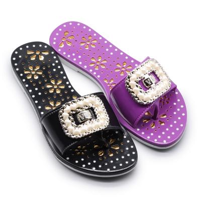 China Summer Hot Flat Elegant Brand Pearl Fashion Trend Sale Women's Slippers Casual Shoes for sale