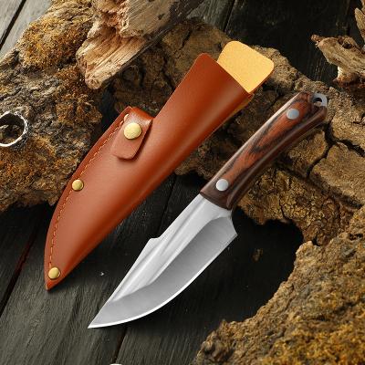 China OEM High Grade Stainless Steel Non-variable Butcher Knife Full Tang Portable Hunting Straight Knives With Leather Sheath for sale